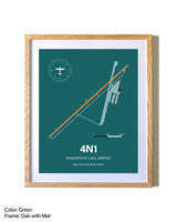 Greenwood Lake Airport airport map poster in oak frame with mat