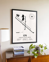 Marshall County Airport aviation wall décor in black wood frame