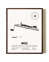 Chester County G. O. Carlson Airport aviation print in walnut frame