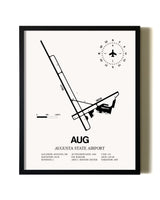 Framed Augusta State Airport wall art poster in black frame