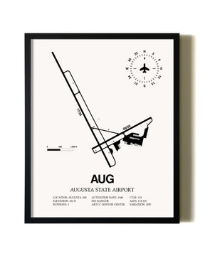 Framed Augusta State Airport wall art poster in black frame