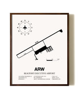 Beaufort Executive Airport aviation print in walnut frame