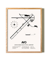 Avon Park Executive Airport framed print in natural wood frame