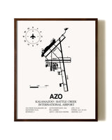 Kalamazoo / Battle Creek International Airport aviation print in walnut frame