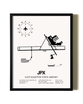 Framed East Hampton Town Airport wall art poster in black frame