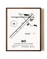 Avon Park Executive Airport aviation print in walnut frame