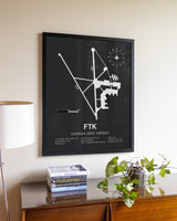 Gray Framed Godman Army Airfield wall art poster in black frame