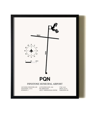 Framed Pipestone Municipal Airport wall art poster in black frame