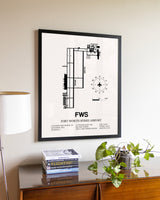 Fort Worth Spinks Airport aviation wall décor in black wood frame