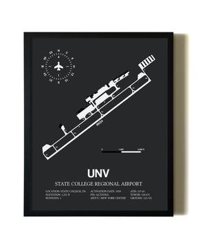 Unframed State College Regional Airport map print poster