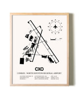Conroe / North Houston Regional Airport framed wall art in white frame