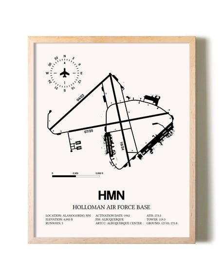 Holloman Air Force Base framed wall art in white frame