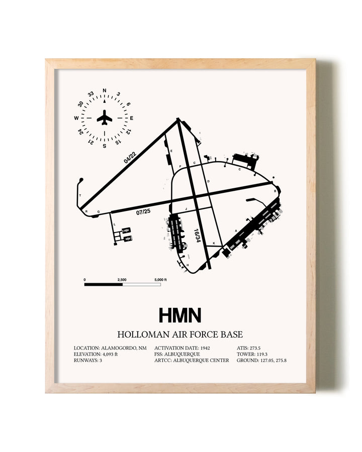 Holloman Air Force Base framed wall art in white frame