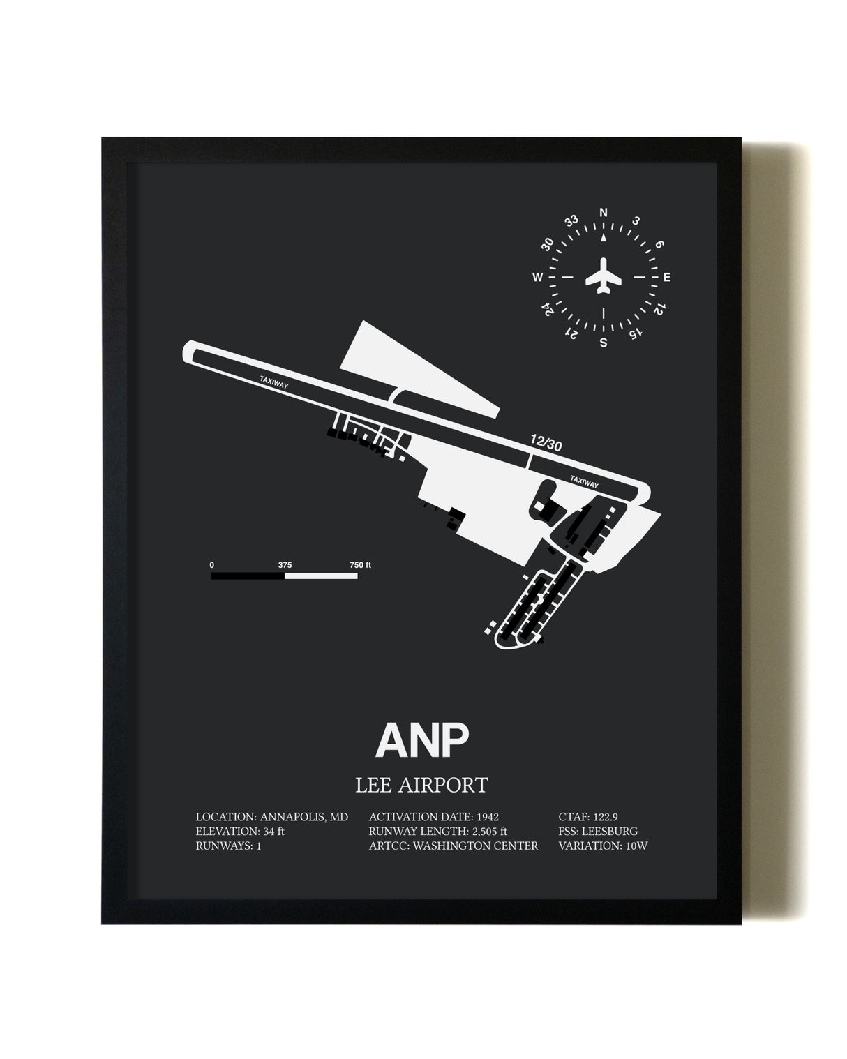 Unframed Lee Airport map print poster