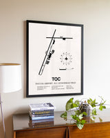 Toccoa Airport - R.G. Letourneau Field aviation wall décor in black wood frame