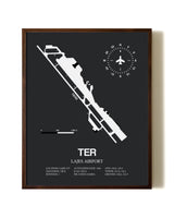 Lajes Airport aviation print in walnut frame