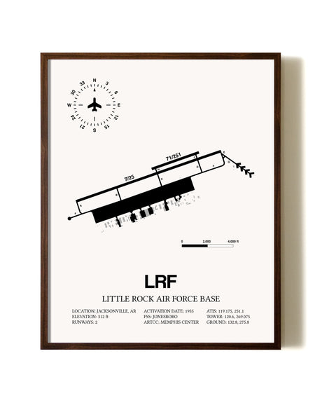 Little Rock Air Force Base aviation print in walnut frame