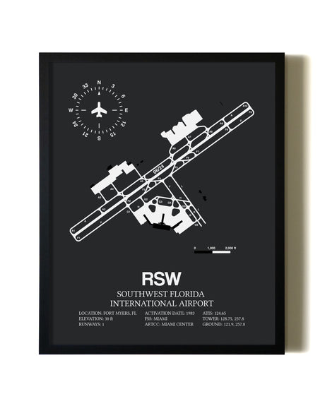 Unframed Southwest Florida International Airport map print poster