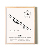 Rockingham County NC Shiloh Airport framed wall art in white frame