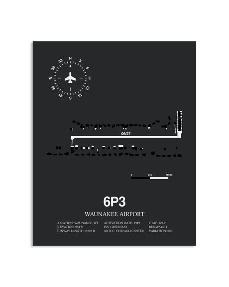 Gray Framed Waunakee Airport layout wall art poster