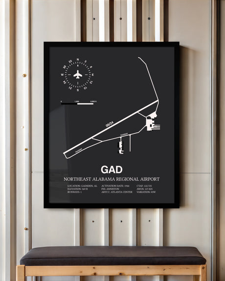 Frame color options for Northeast Alabama Regional Airport Wall Art