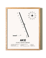 Flying Crown Airport framed print in natural wood frame