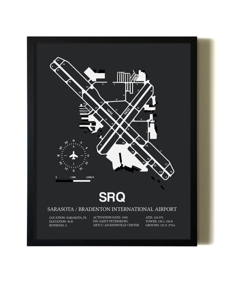 Unframed Sarasota / Bradenton International Airport map print poster