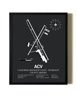 Unframed California Redwood Coast - Humboldt County Airport map print poster