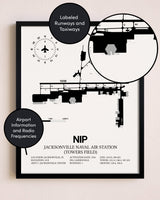 Framed Jacksonville Naval Air Station (Towers Field) layout wall art poster