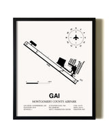 Framed Montgomery County Airpark wall art poster in black frame