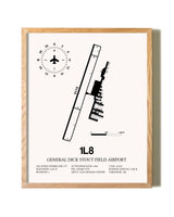 General Dick Stout Field Airport framed print in natural wood frame