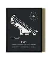 Unframed Fresno Chandler Executive Airport map print poster