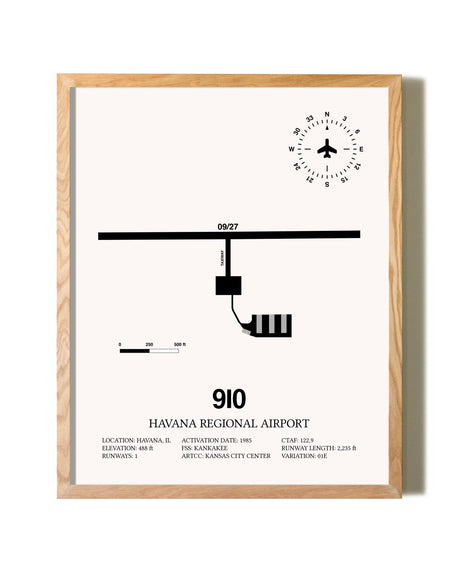 Havana Regional Airport framed print in natural wood frame