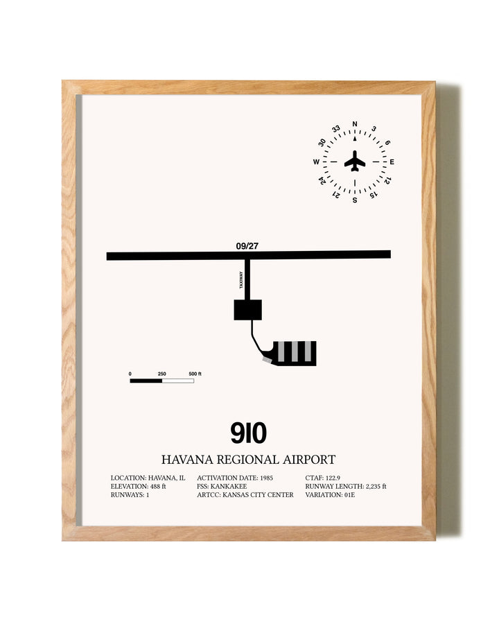 Havana Regional Airport framed print in natural wood frame