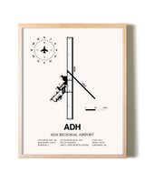 Ada Regional Airport framed wall art in white frame