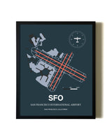 Slate Framed San Francisco International Airport wall art poster in black frame