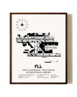 Fort Lauderdale / Hollywood International Airport aviation print in walnut frame
