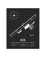 Gray Framed Davidson County Executive Airport layout wall art poster