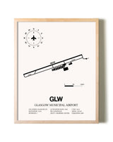 Glasgow Municipal Airport framed wall art in white frame
