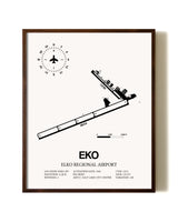 Elko Regional Airport aviation print in walnut frame