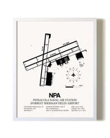Pensacola Naval Air Station (Forrest Sherman Field) Airport airport map poster in oak frame