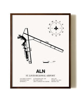 St. Louis Regional Airport aviation print in walnut frame