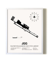 Waltrip Williamsburg Executive Airport airport map poster in oak frame