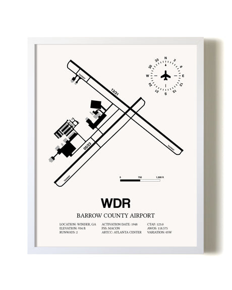 Barrow County Airport airport map poster in oak frame