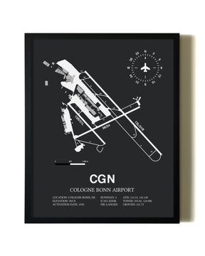 Unframed Cologne Bonn Airport map print poster