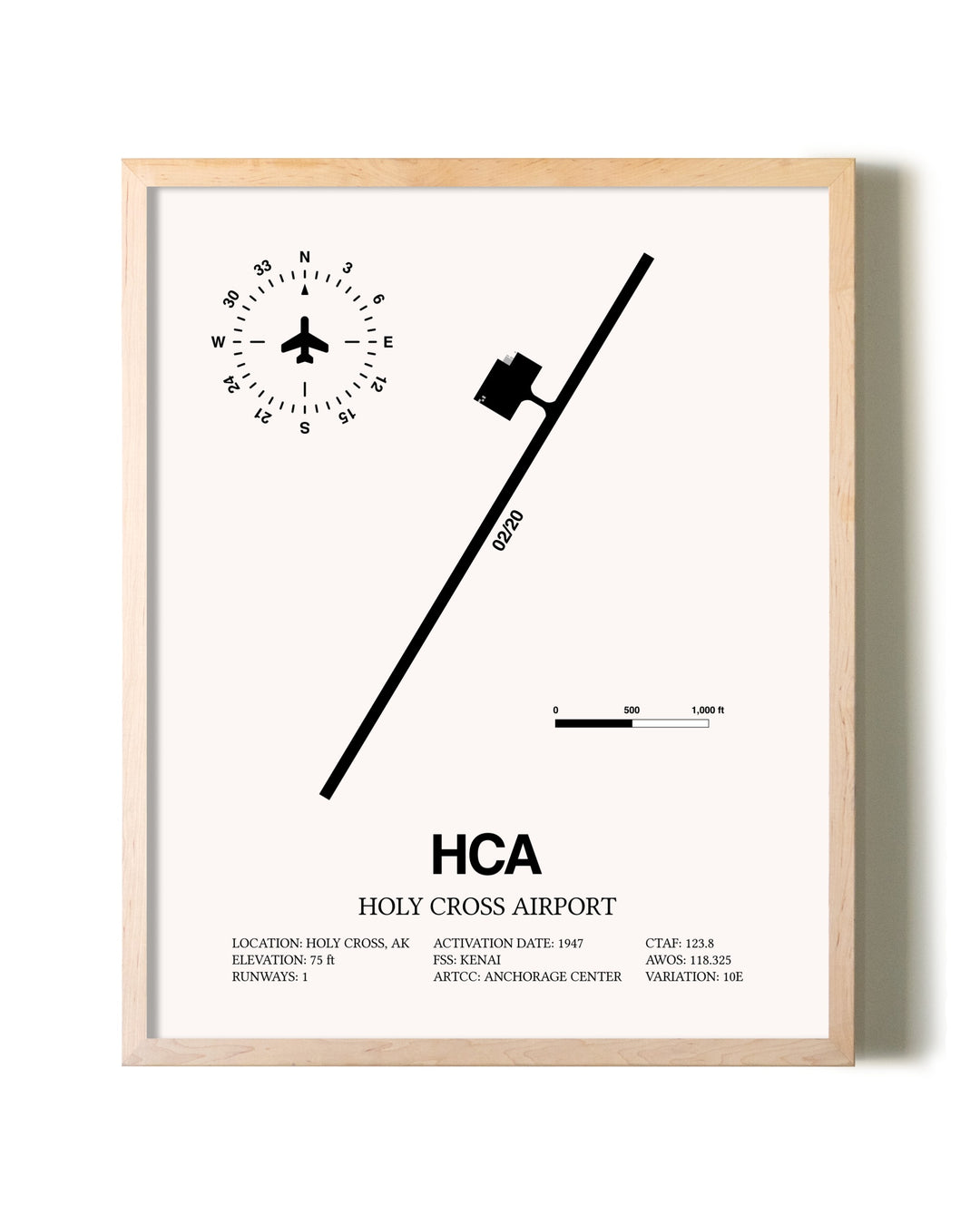 Holy Cross Airport framed wall art in white frame
