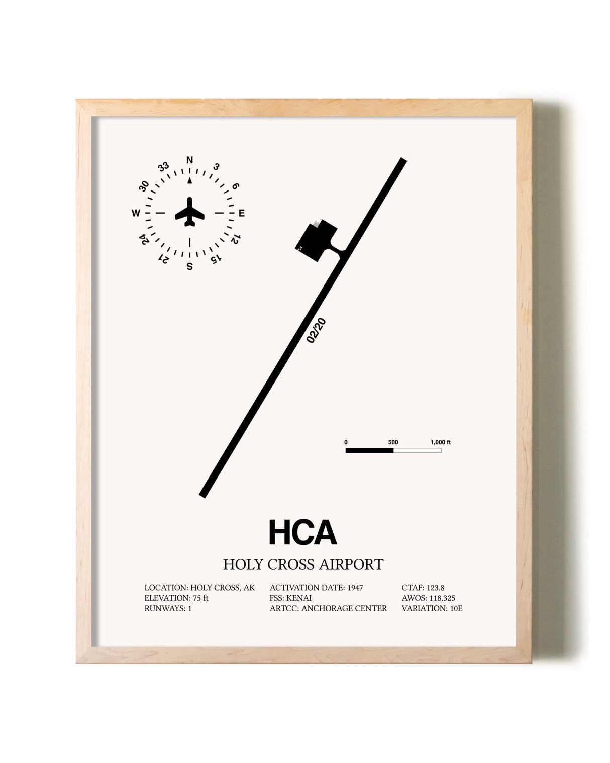 Holy Cross Airport framed wall art in white frame