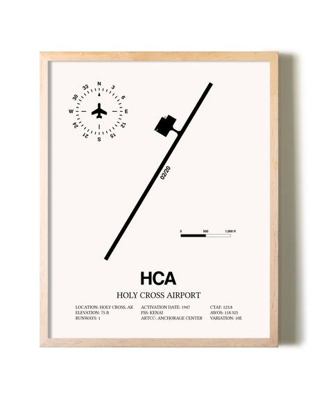 Holy Cross Airport framed wall art in white frame
