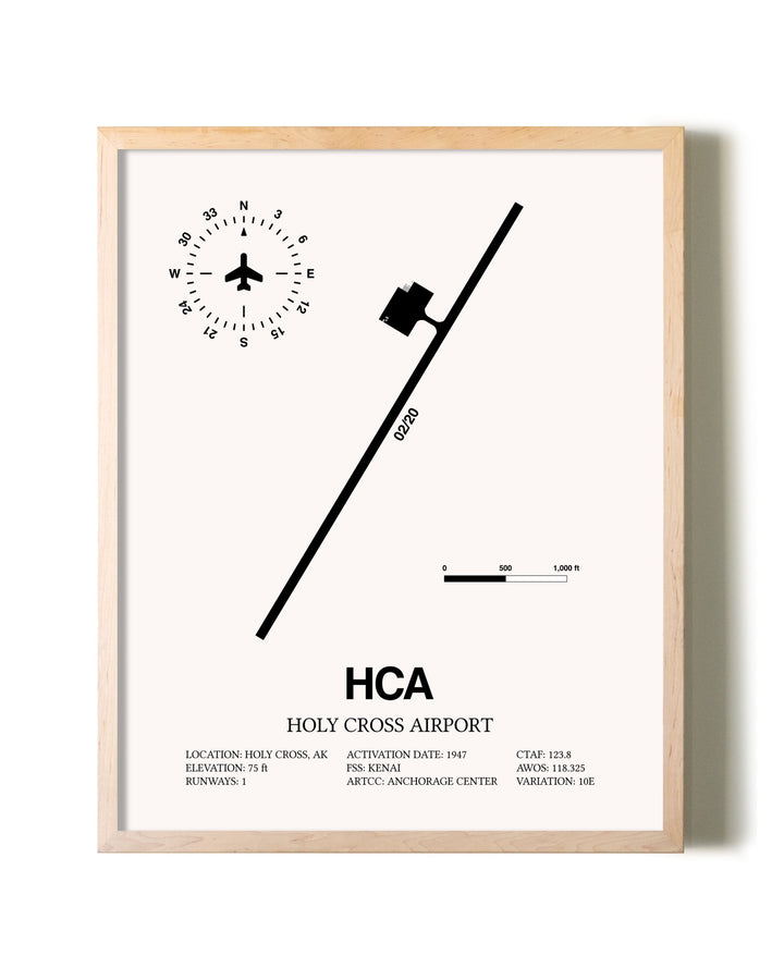 Holy Cross Airport framed wall art in white frame
