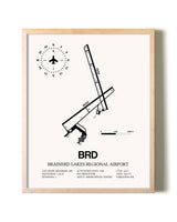 Brainerd Lakes Regional Airport framed wall art in white frame